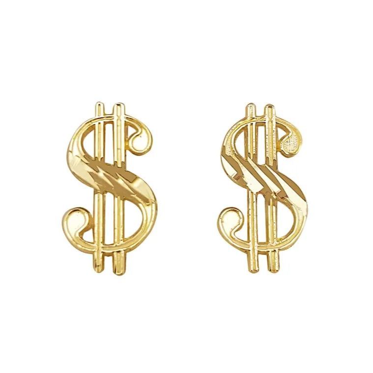 Dollar Sigan Earrings Money Symbol Gold Plated Stud Earrings