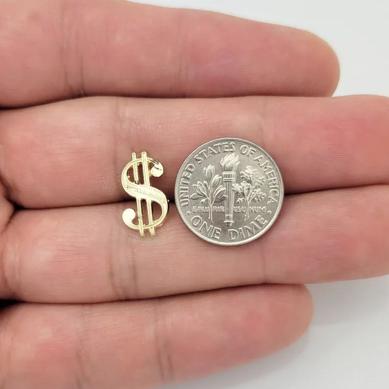 Dollar Sigan Earrings Money Symbol Gold Plated Stud Earrings