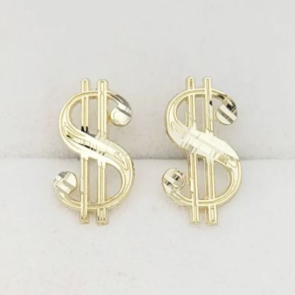 Dollar Sigan Earrings Money Symbol Gold Plated Stud Earrings