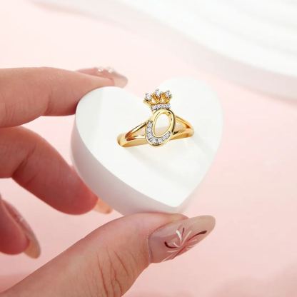 Zircon Crown Initial Personalized Letter Ring