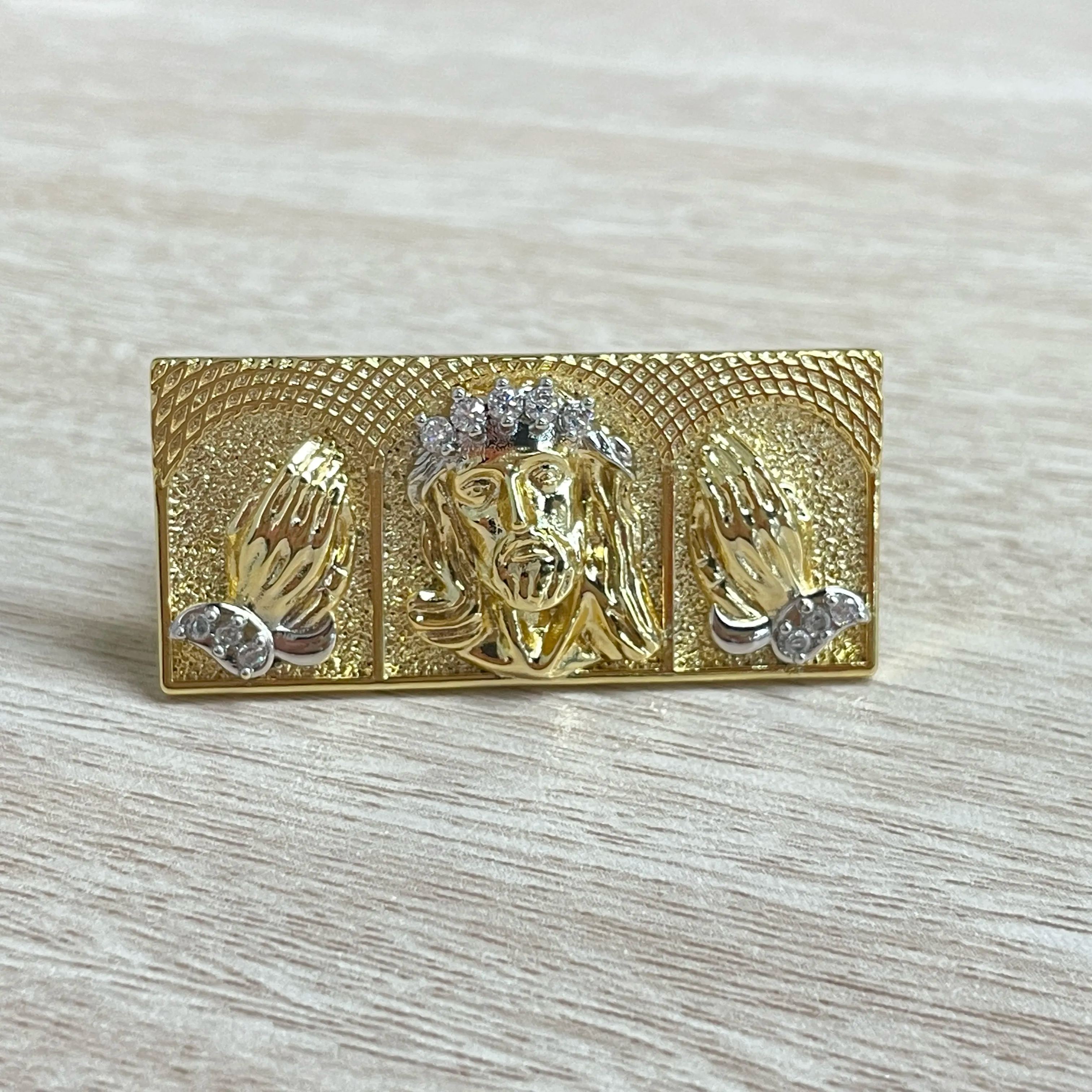 Jesus Ring Gold Plated Two Finger Ring