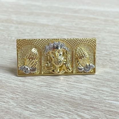 Jesus Ring Gold Plated Two Finger Ring