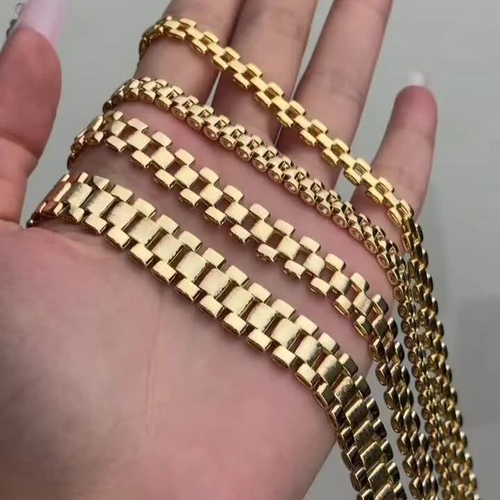 Gold Plated RX Chain Necklace Presidential Link Necklace