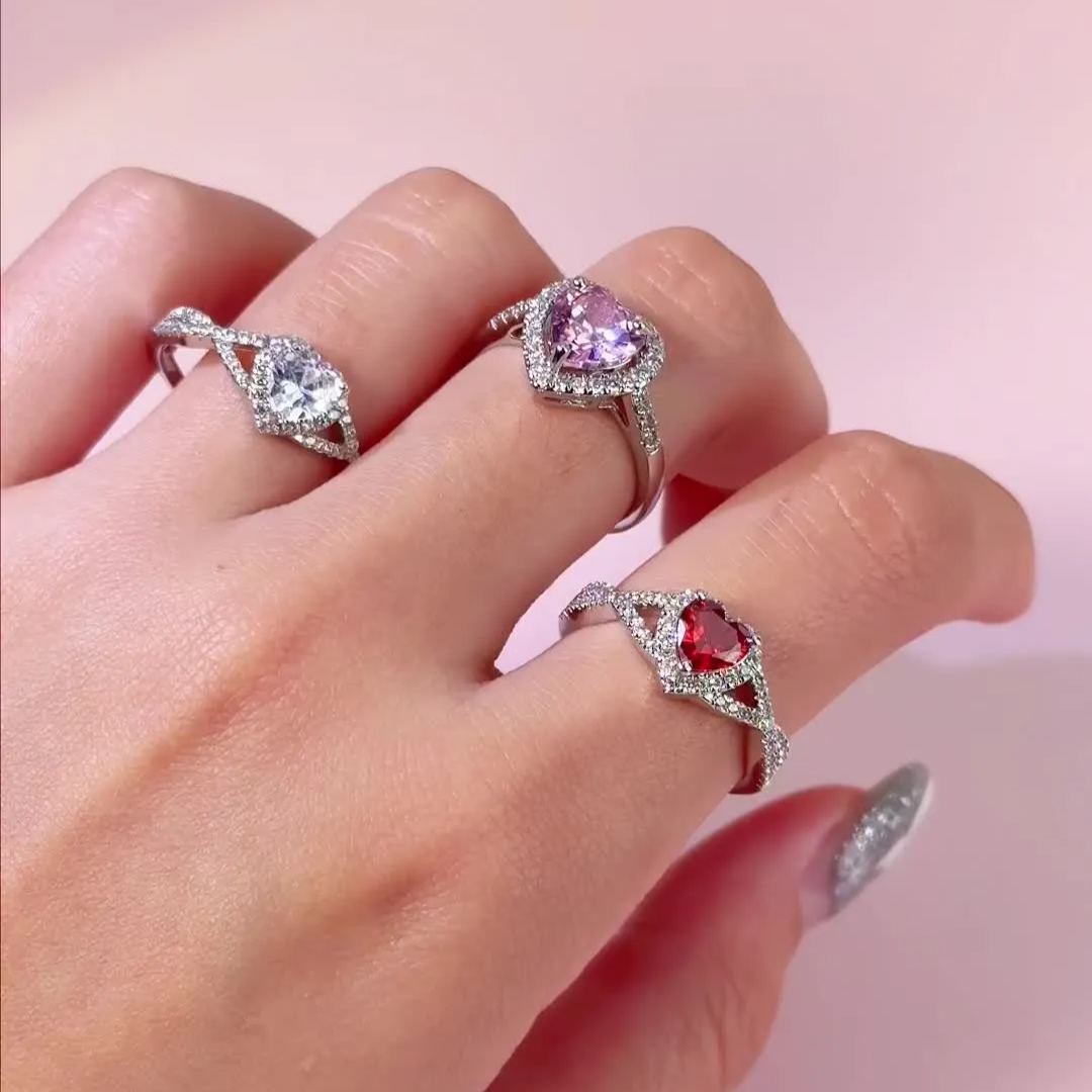 Heart Clear Promise Ring Personalized Custom Engraved Ring