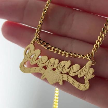 Diamond Cut Love Nameplate Pendant Necklace