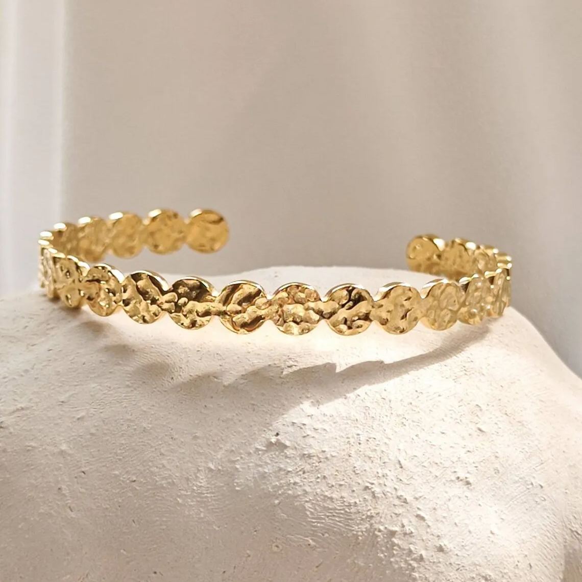Nugget Cut Gold Plated Ladies Bracelet