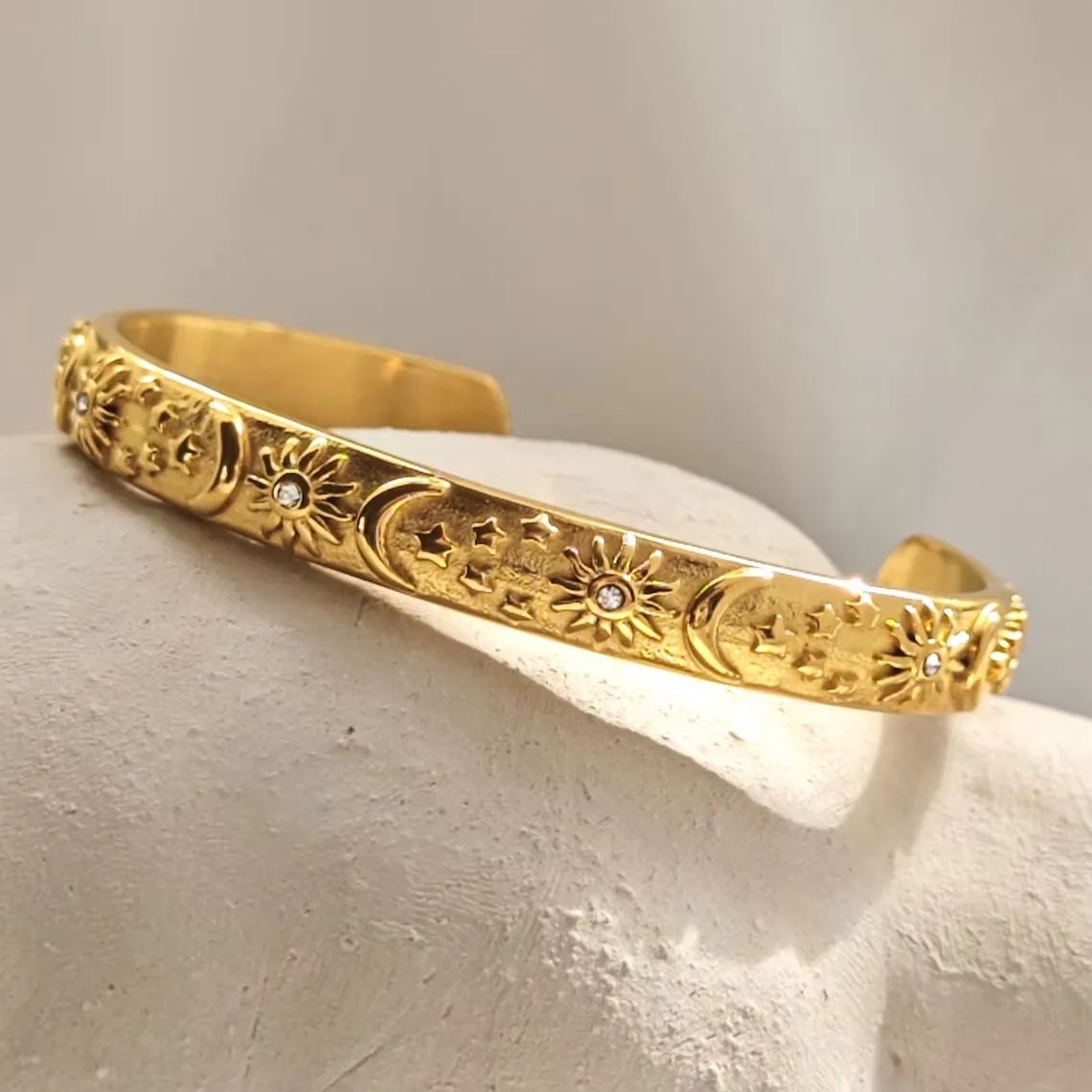 Sun Moon and Stars Gold Plated Bracelet