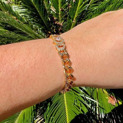 [Copy]Double Heart Charm Gold Plated Bracelet