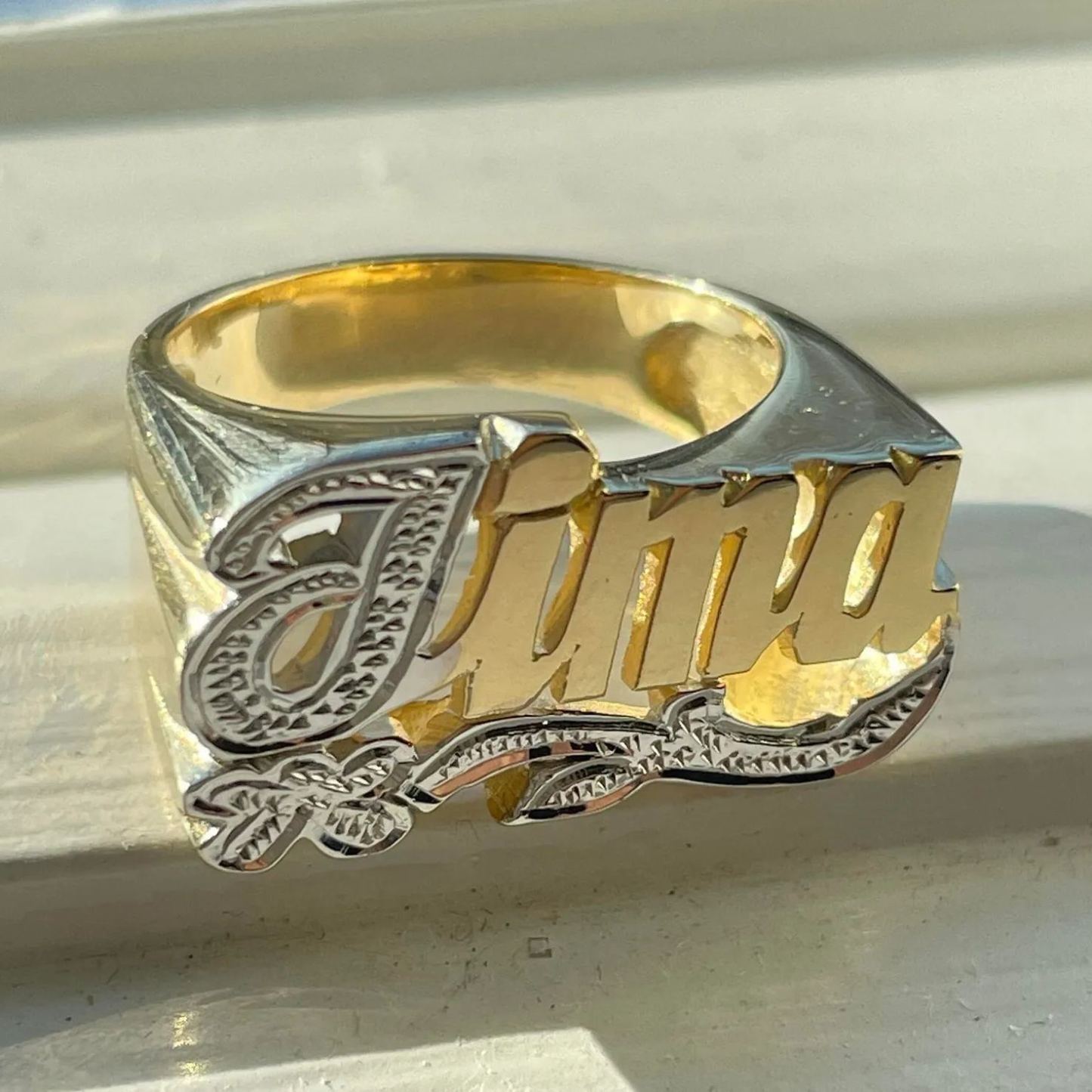 [Copy]Personalized Zircon Birthstone Name Ring