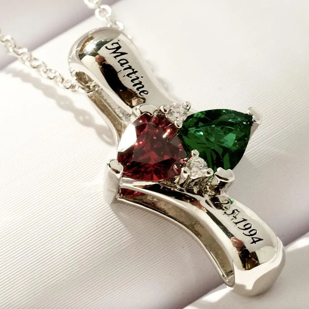 [Copy]Personalized Nameplate Necklace with Birthstone