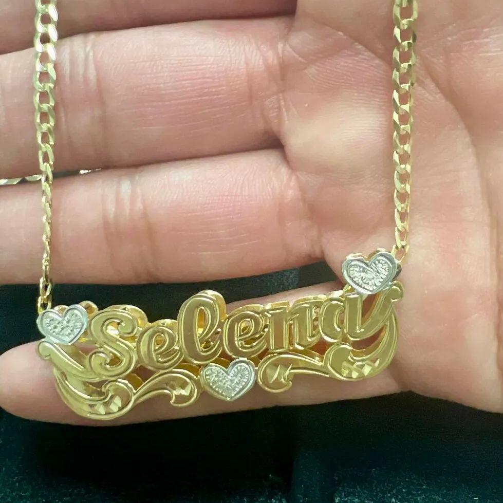 Custom Double Layer Heart Name Two Tone Necklace