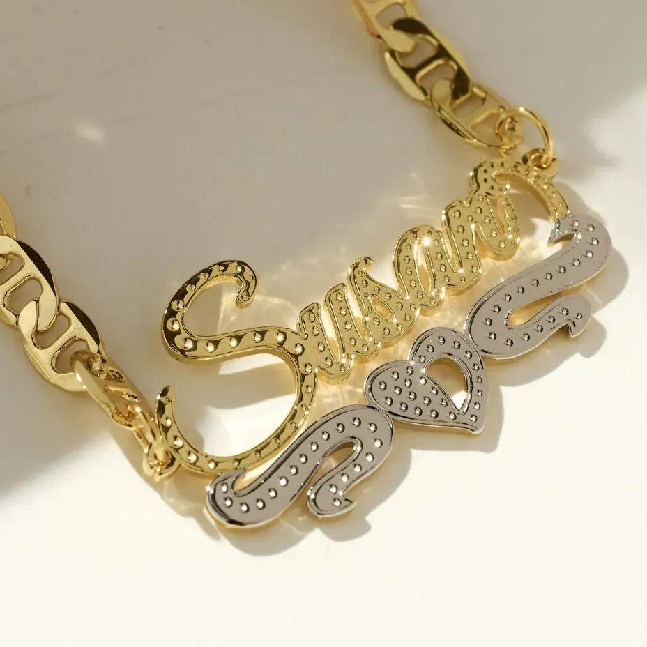 [Copy]Personalized Two Tone Butterfly Nameplate Necklace