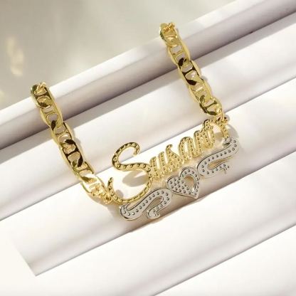 [Copy]Personalized Two Tone Butterfly Nameplate Necklace