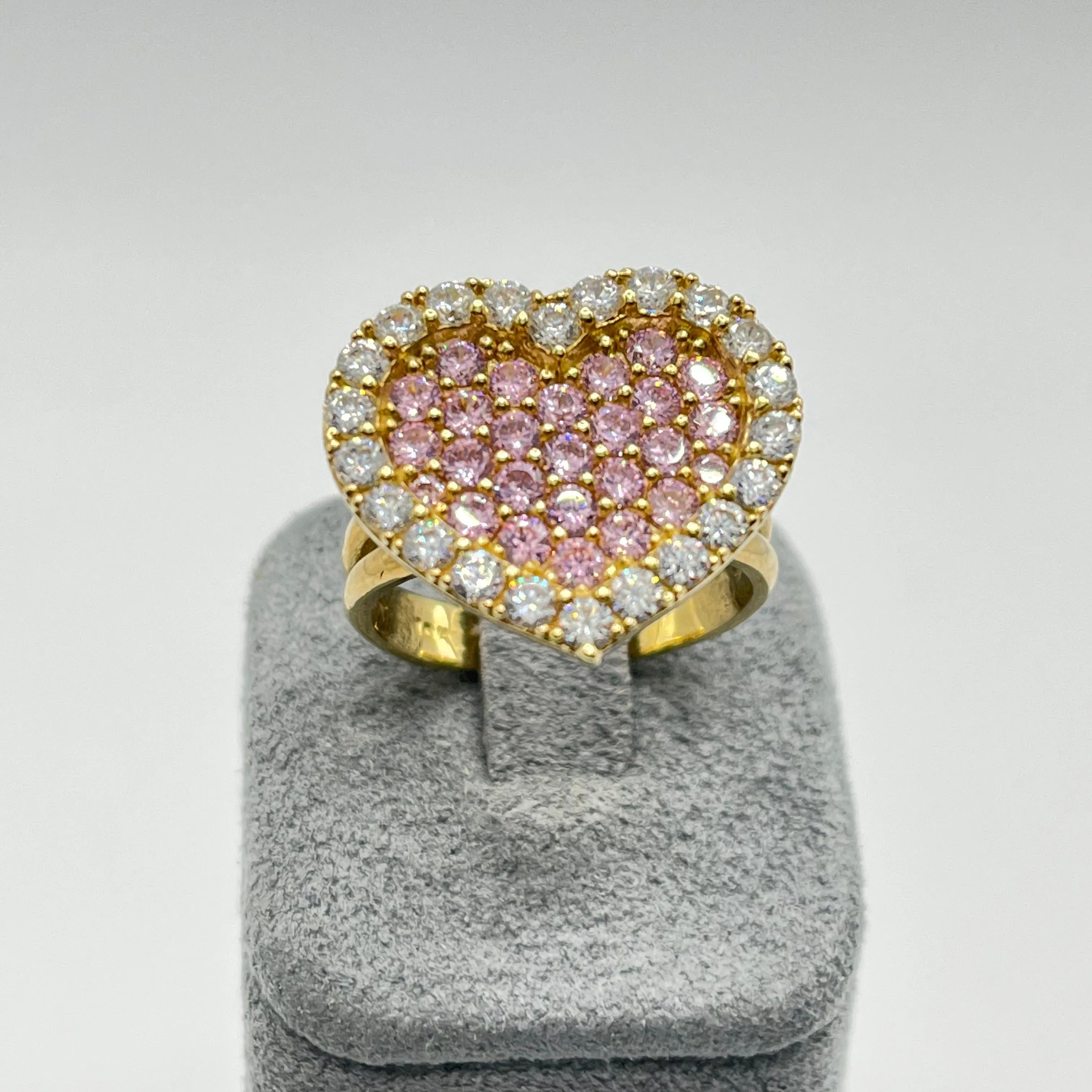 Gold Plated Pink Heart Ring