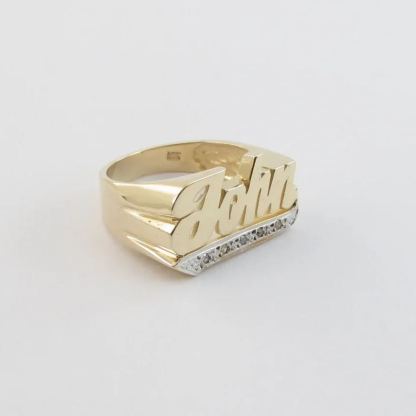 Gold plated Diamond Cut Name Ring
