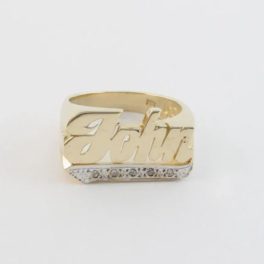 Gold plated Diamond Cut Name Ring