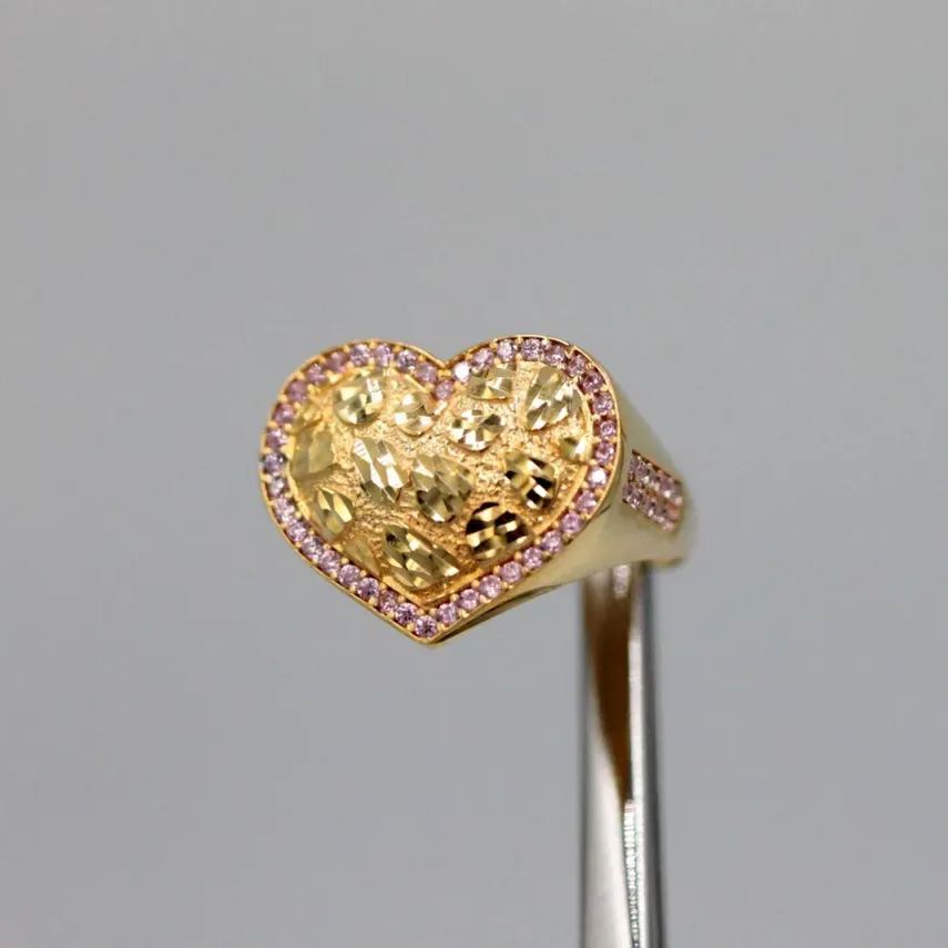 Nugget Heart Diamond Cut Love Ring 
