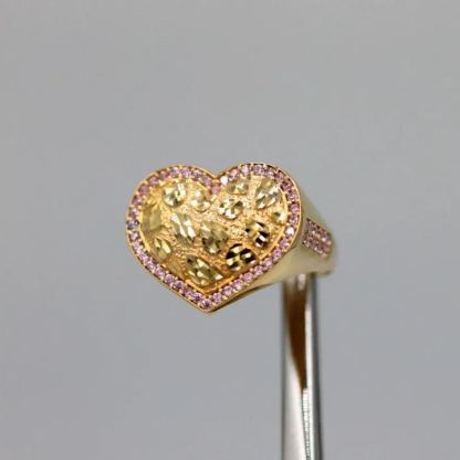 Nugget Heart Diamond Cut Love Ring 