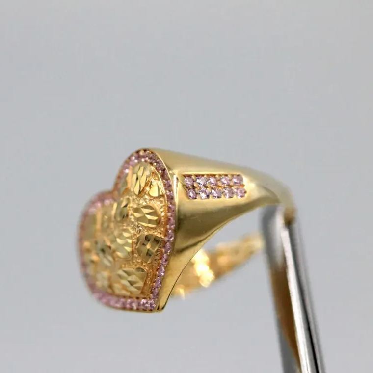 Nugget Heart Diamond Cut Love Ring 