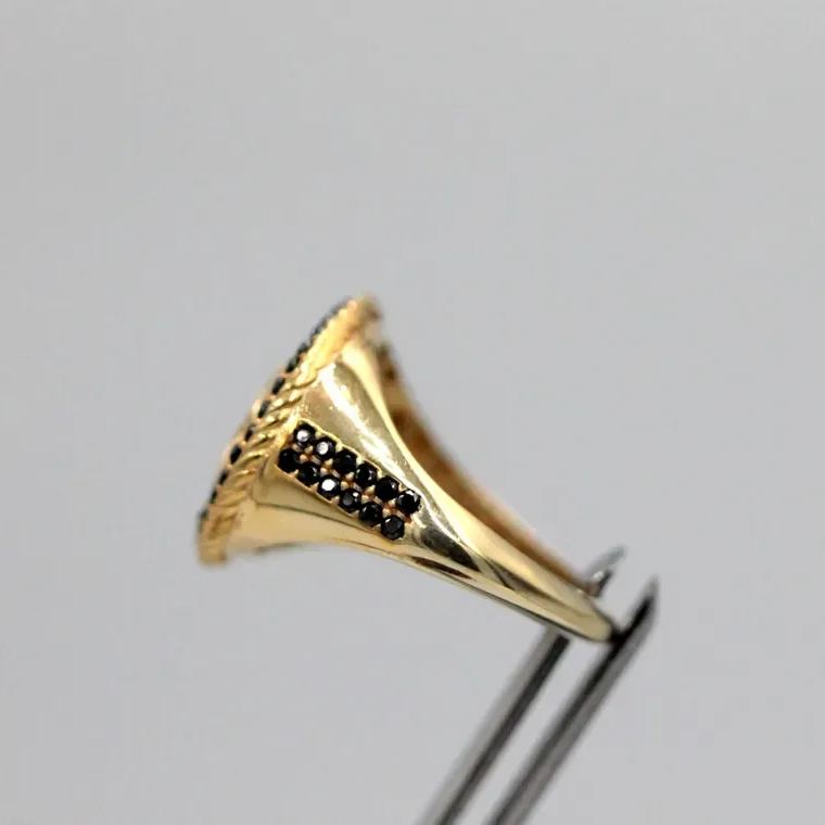  Black Cz Stone Diamond Cut Nugget Ring