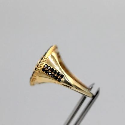  Black Cz Stone Diamond Cut Nugget Ring