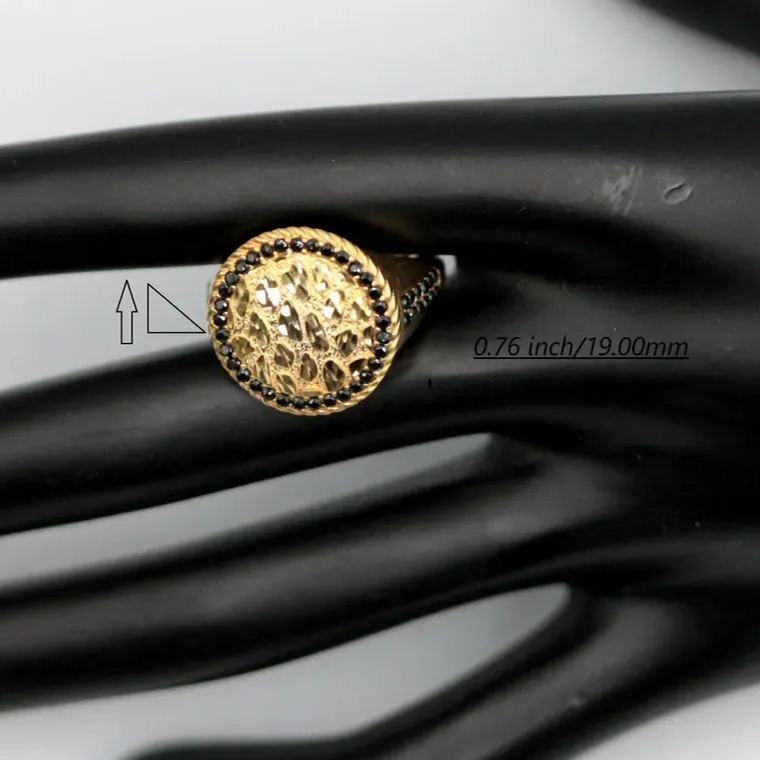  Black Cz Stone Diamond Cut Nugget Ring