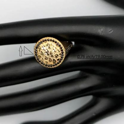  Black Cz Stone Diamond Cut Nugget Ring