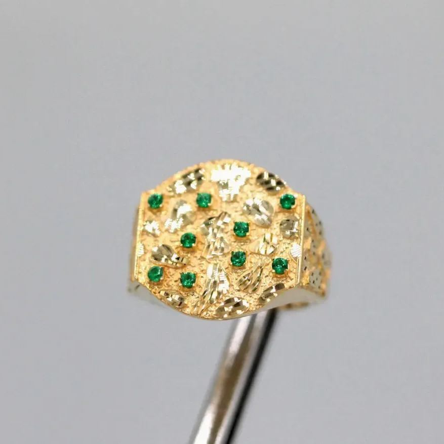 Wide Large Nugget Ring Diamond Cut Shine Vintage Ring