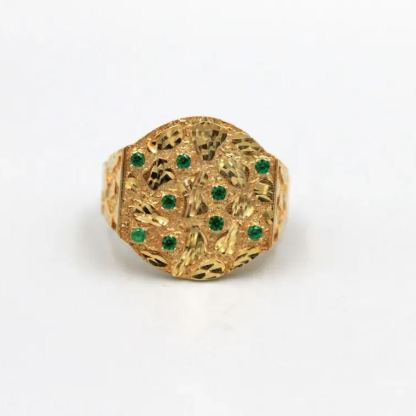 Wide Large Nugget Ring Diamond Cut Shine Vintage Ring