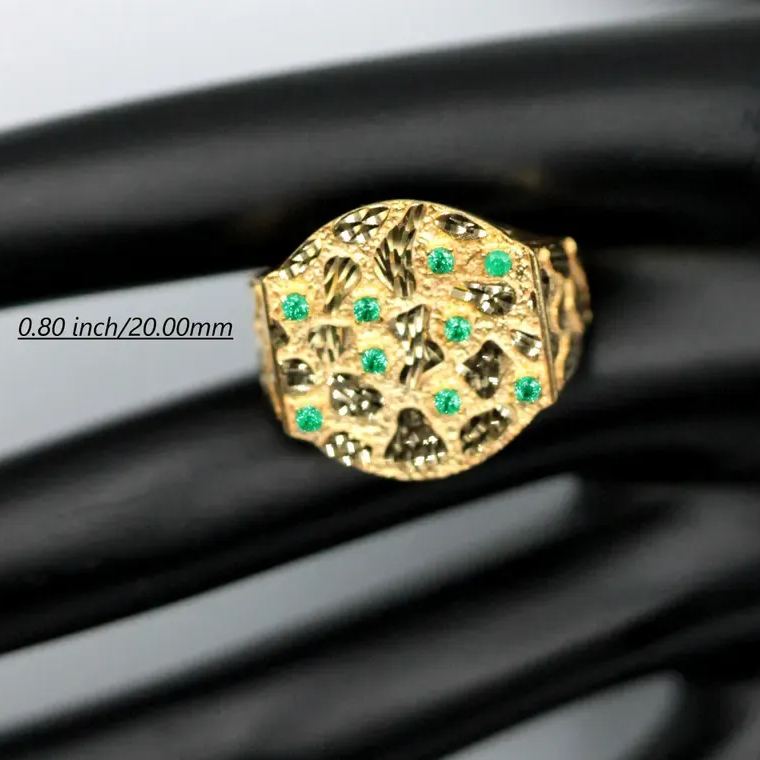 Wide Large Nugget Ring Diamond Cut Shine Vintage Ring