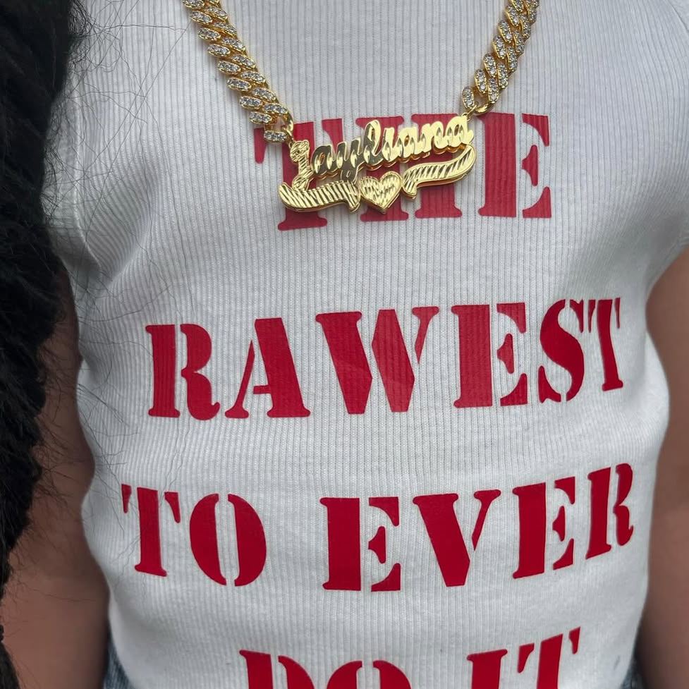 Iced Out Cuban Chain Customized Diamond Cut Heart Name Choker Necklace 