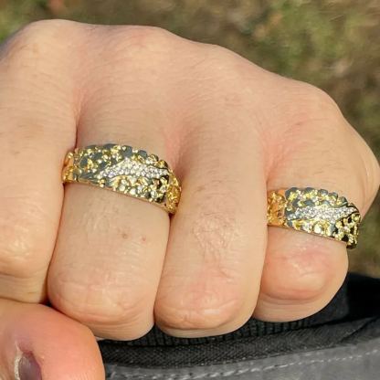 Nugget Style Claw Mark Iced Out Zircon Ring Vintage Ring