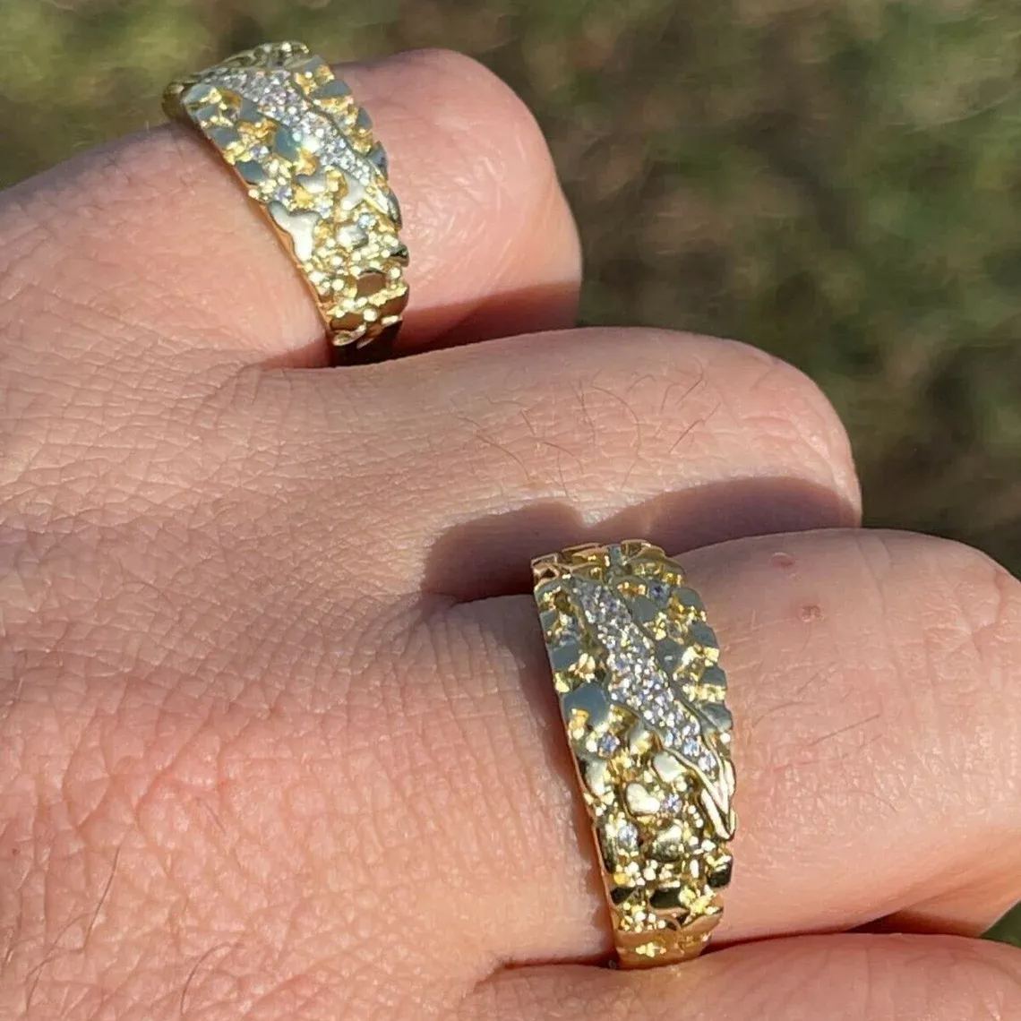 Nugget Style Claw Mark Iced Out Zircon Ring Vintage Ring