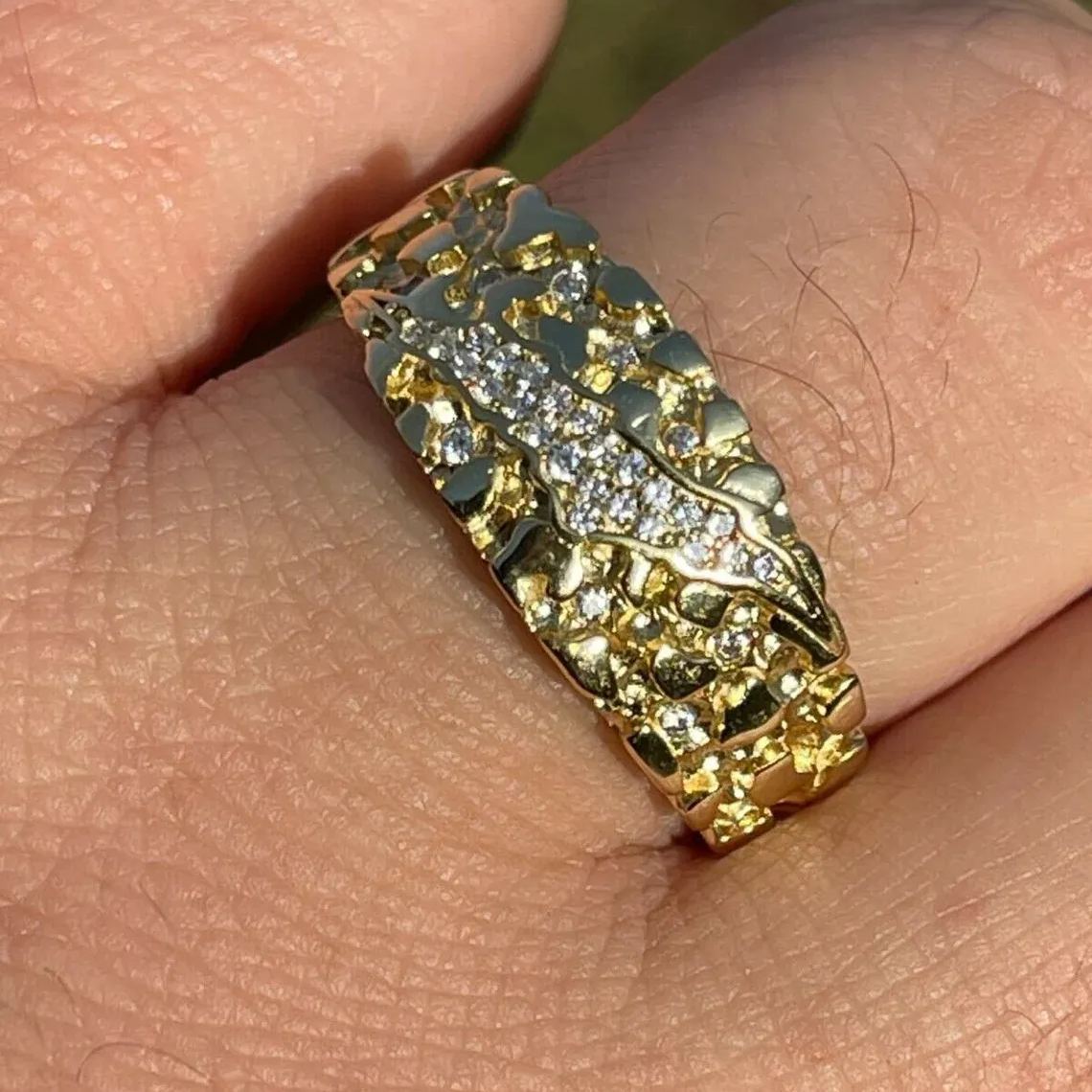 Nugget Style Claw Mark Iced Out Zircon Ring Vintage Ring