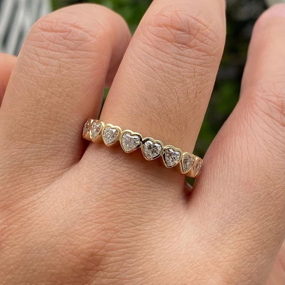 Love Heart Cut Zirconia Ring Wedding Band