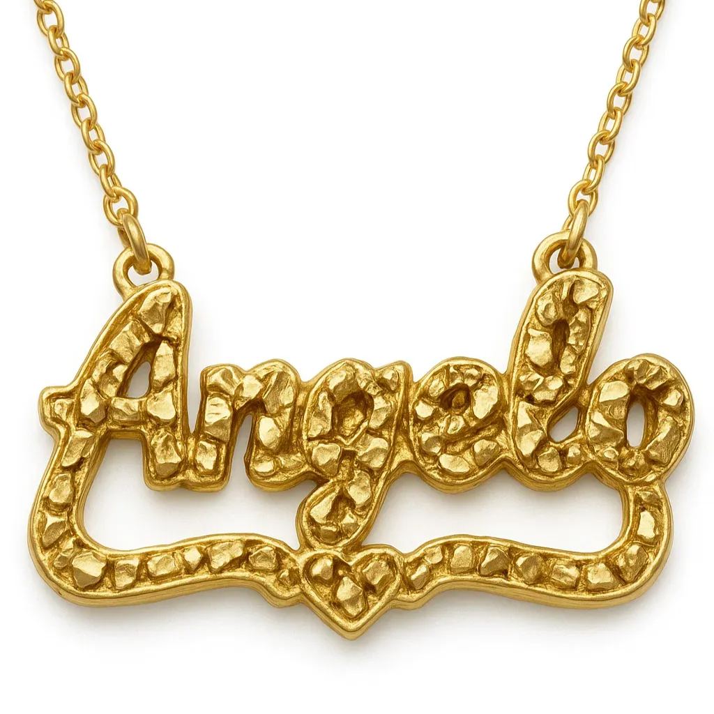 AI-Designed Gold Plated Nugget Custom Name Necklace
