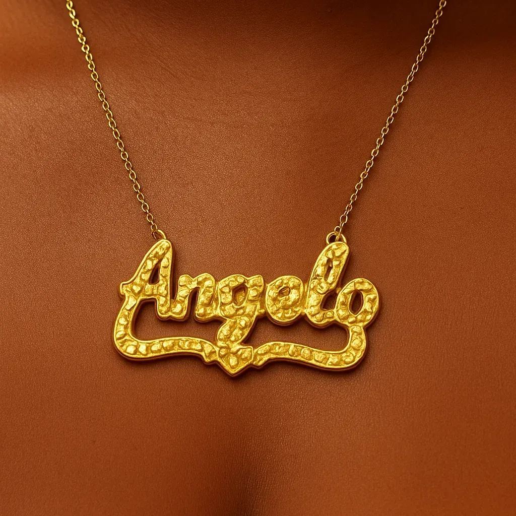 AI-Designed Gold Plated Nugget Custom Name Necklace