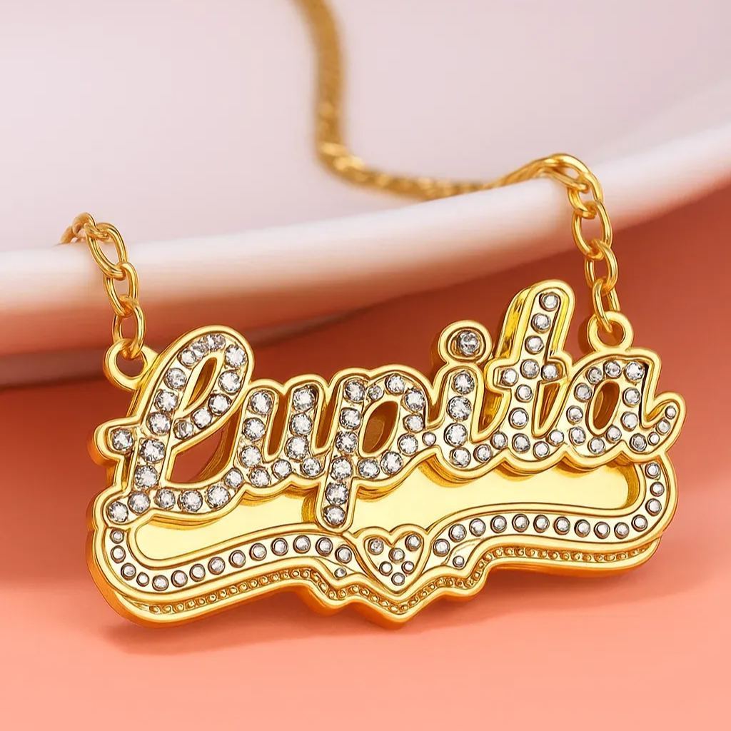 Gilded Zircon Custom Name Necklace