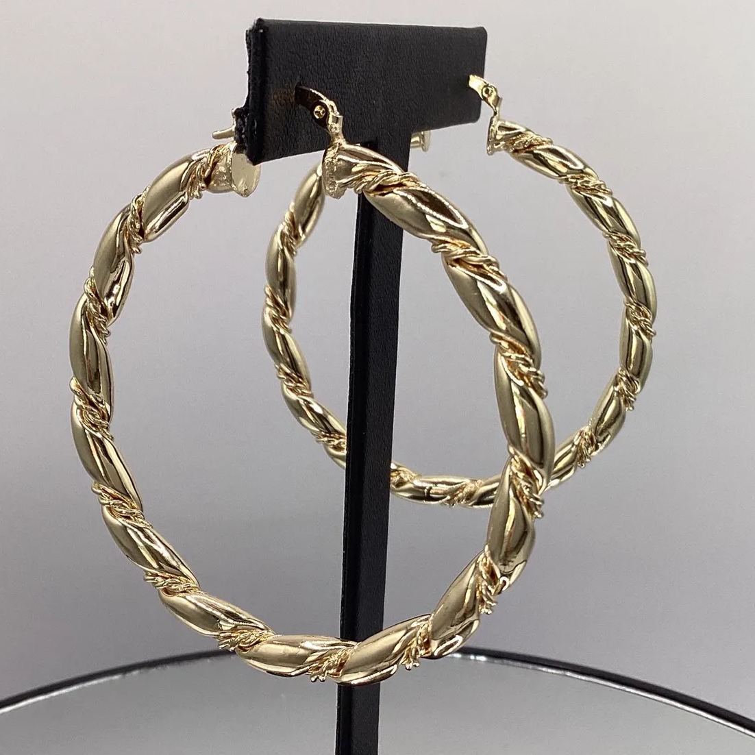 [Copy]20mm Heart Textured Hoop Earrings Gold Plated Hoop Earrings For Her