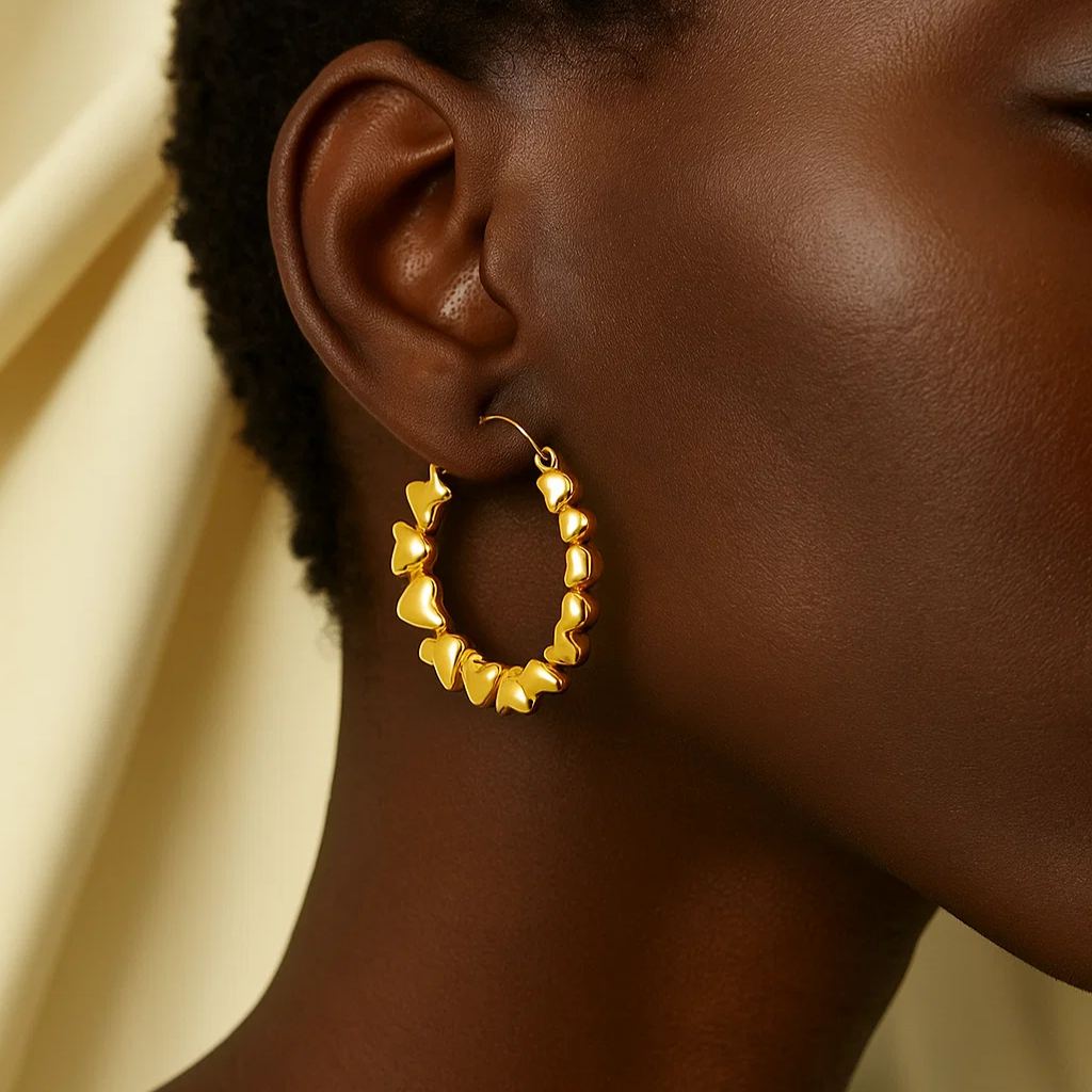 [Copy]35mm Gold Filled Twist Hoop Women Earrings Stainless Steel