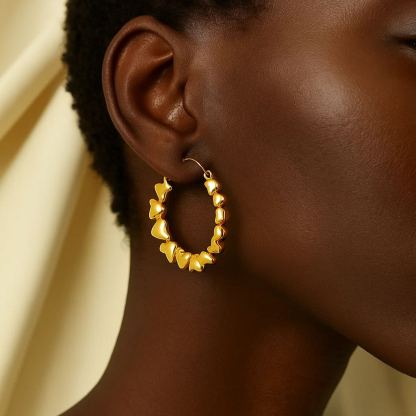 [Copy]35mm Gold Filled Twist Hoop Women Earrings Stainless Steel