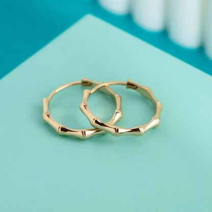 30mm Minimalist Everyday Bamboo Hoop Earrings Stainless Steel
