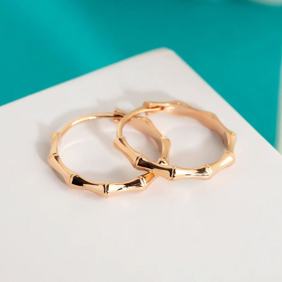 30mm Minimalist Everyday Bamboo Hoop Earrings Stainless Steel