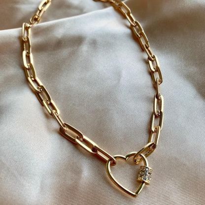 Chunky Heart Lock Carabiner Lock Necklace