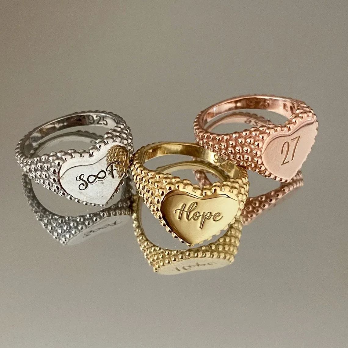 [Copy]Personalized Heat Initial Ring Custom Zircon Cursive Initial Letter Ring