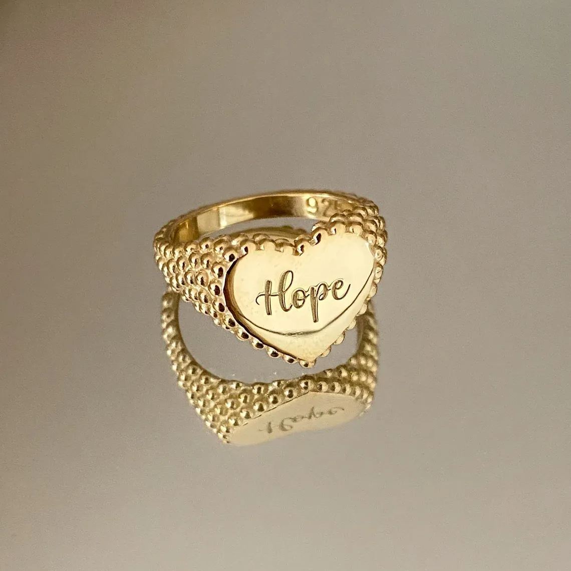 [Copy]Personalized Heat Initial Ring Custom Zircon Cursive Initial Letter Ring