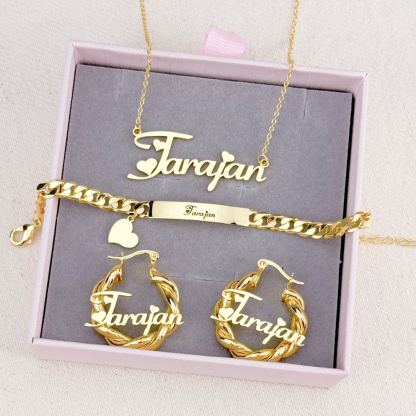 Peronalized Kids Jewelry Set Name Necklace Bracelet And Mini Earrings