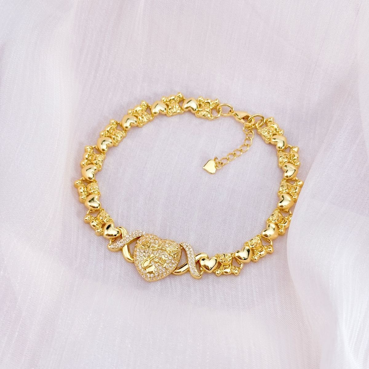 Gold Plated Love You XOXO Bracelet Gift For Mom