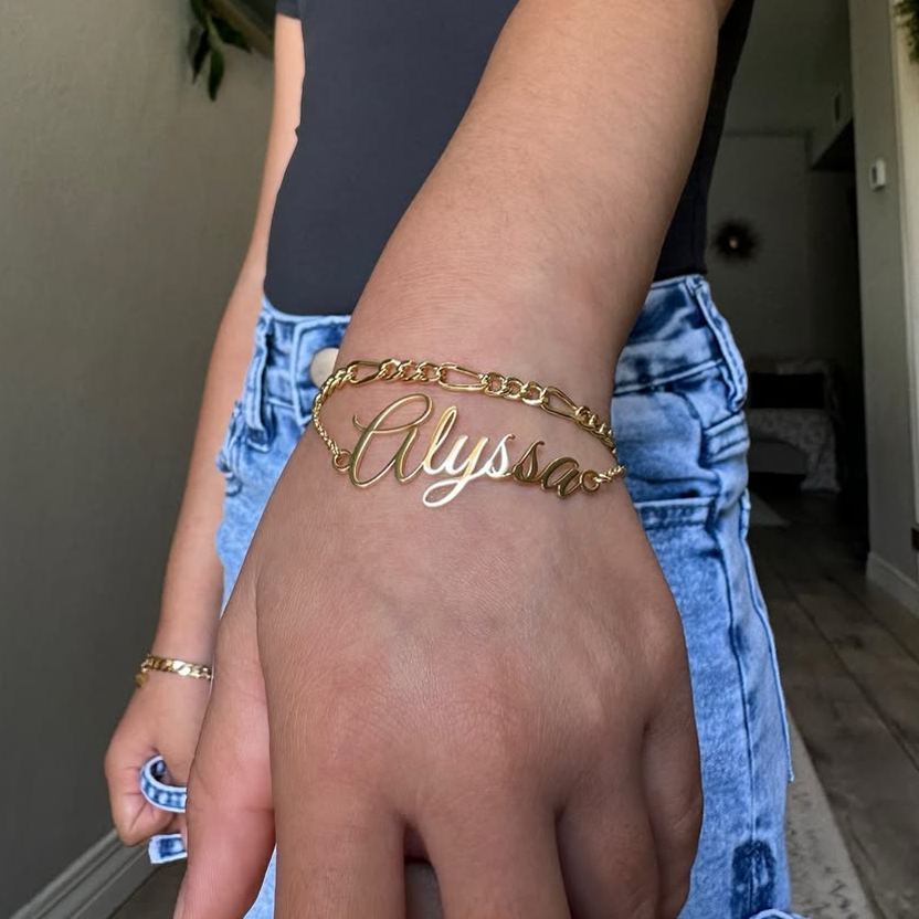 Personalized Gold Plated Double Layer Chain Name Bracelet