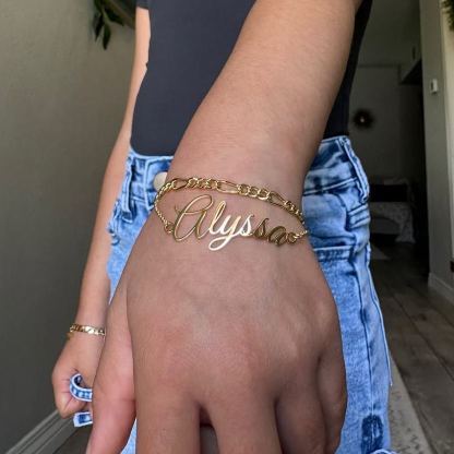 Personalized Gold Plated Double Layer Chain Name Bracelet
